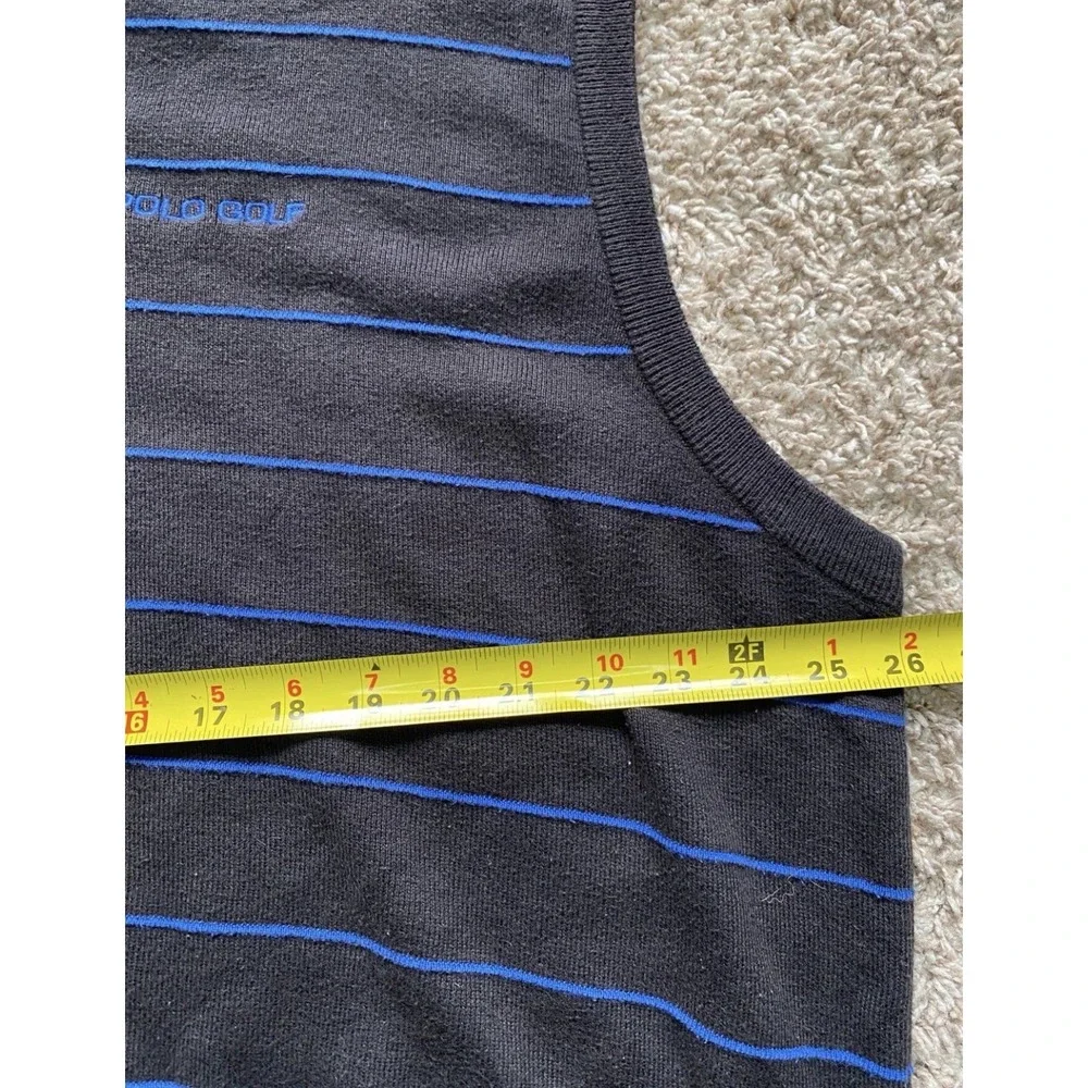 Vintage Ralph Lauren Polo‎ Golf Sweater Vest Black Royal Blue Men's Size 2XL